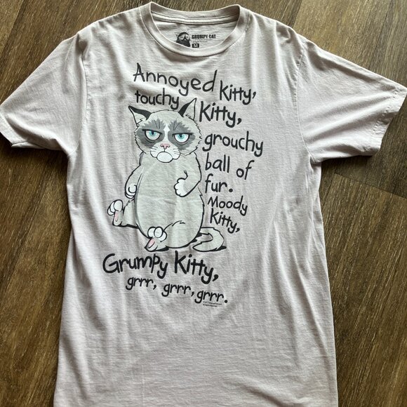 Grumpy Cat Funny Gray Size M T-Shirt - Picture 4 of 8